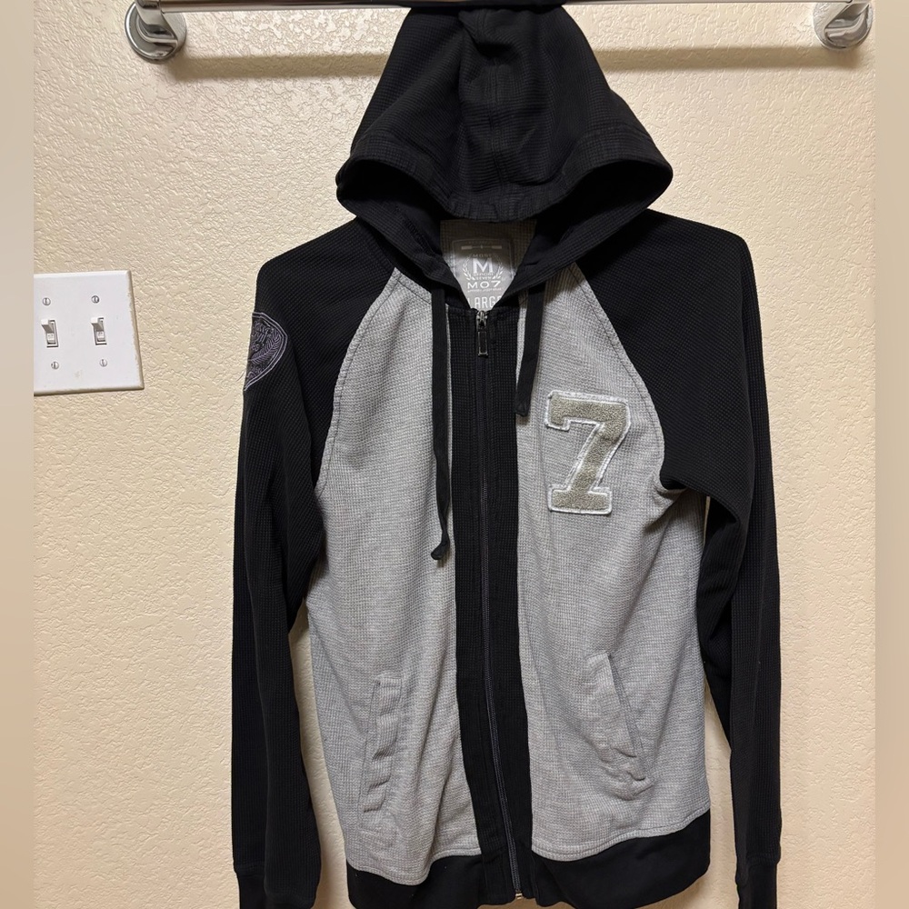 Y2K Most Official 7 MO7 Thermal Hoodie Fullzip Sweatshirt Size L Womens
